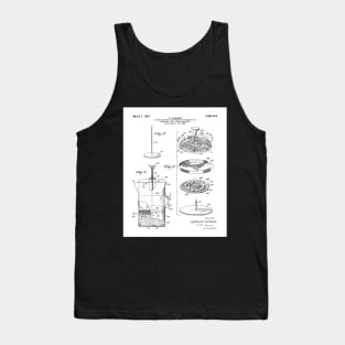 Coffee Filter Patent - Coffee Shop Art - Black And White Tank Top